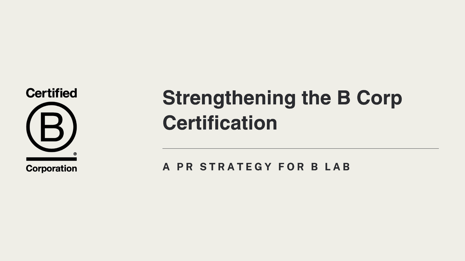 Strengthening the B Corp Certification