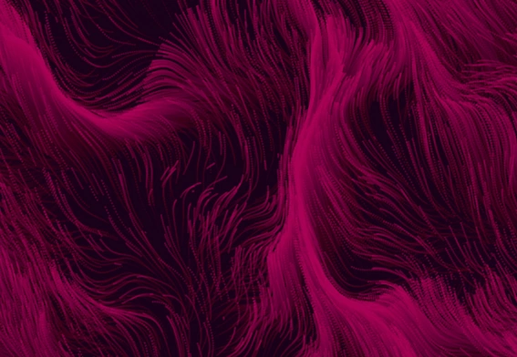 Magenta particle trails generated from Atlanta weather data.